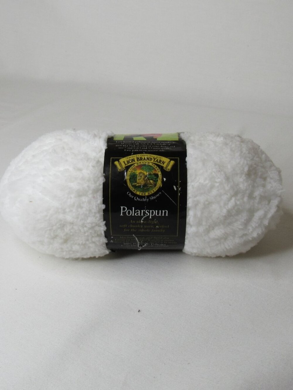 Lion Brand Yarn POLARSPUN Snow White Yarn Skein 100% Polyester New